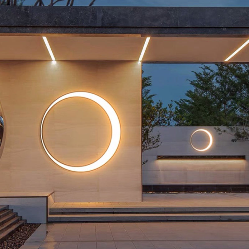 Modern Minimalist IP65 Crescent Circle Stainless Steel PC Waterproof LED Wall Light Lamp for Outdoor Terrace