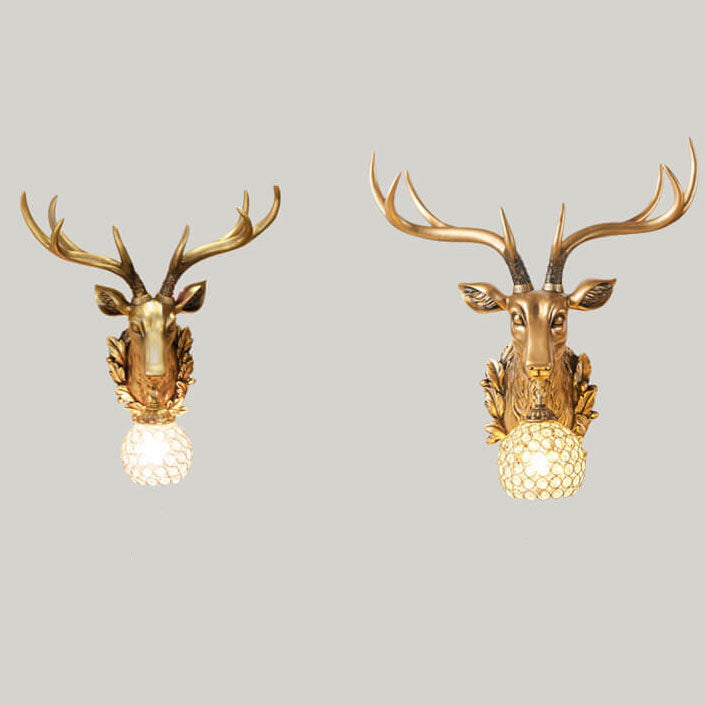 Taavita Retro Deer Head Resin Wall Lamp with 1 Light