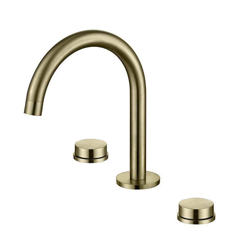 Taavita Chrome Gold Black Brass Widespread Bathroom Faucet 3 Hole Circular Vanity Faucet