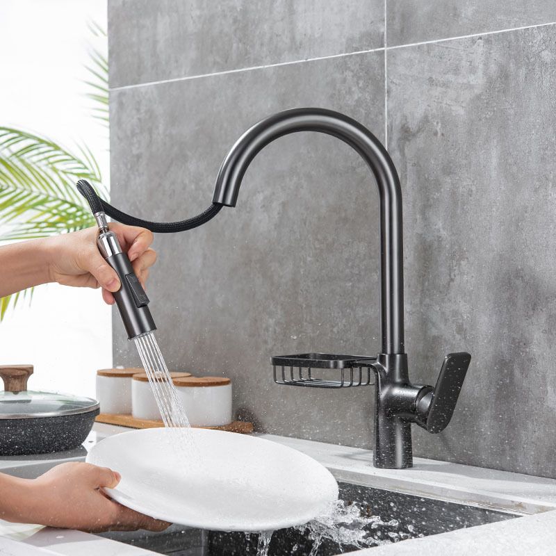 Taavita Gooseneck Kitchen Sink Faucet with Pull Down Sprayer and Swivel Spout