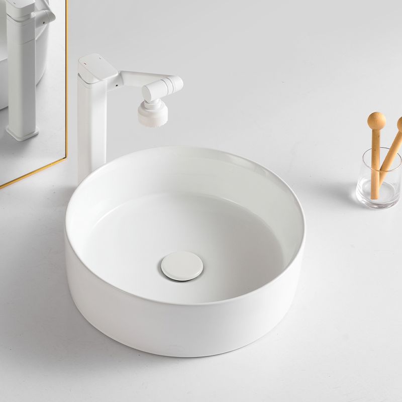 Taavita Bathroom Sink Porcelain Tub in White and Orange – Modern Trough Sink