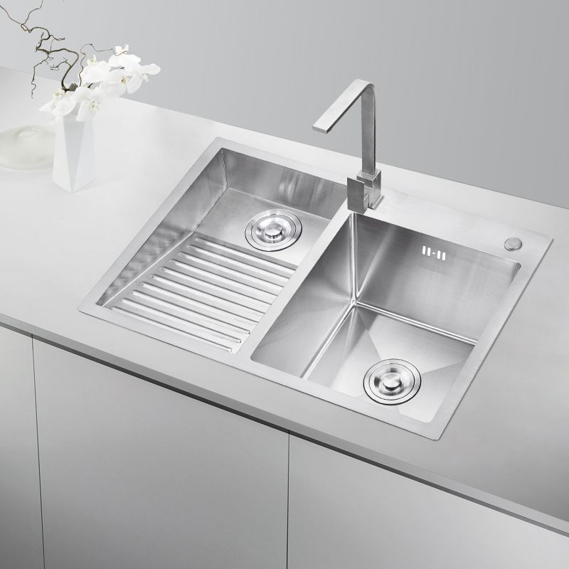 Taavita Stainless Steel Modern Kitchen Sink Double Sink Workstation with Accessories and Faucet