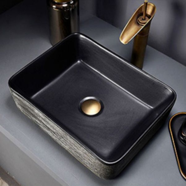 Modern Oval Black Ceramic Bathroom Sink with Taavita Faucet