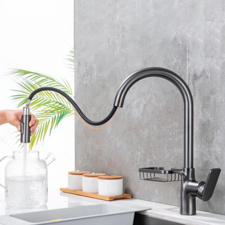 Taavita Gooseneck Kitchen Sink Faucet with Pull Down Sprayer and Swivel Spout