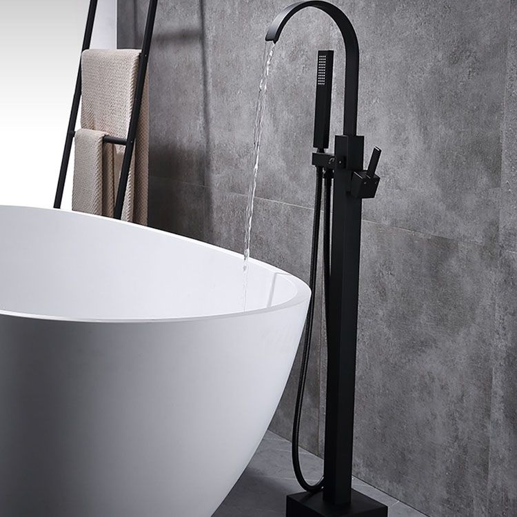 Contemporary Brass Floor Mounted Freestanding Tub Filler with Hose Taavita Faucet