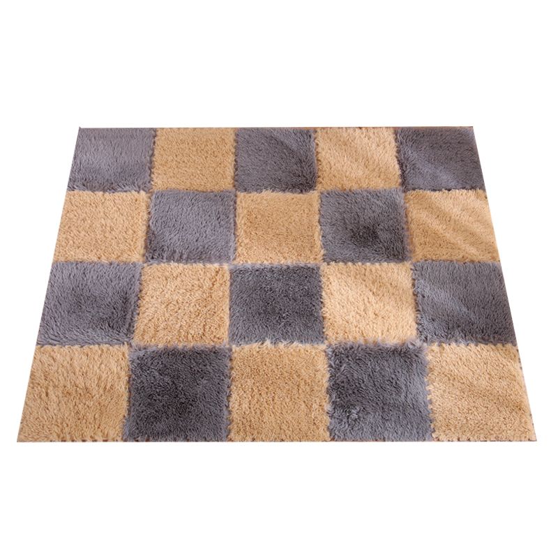 Taavita Color Block Shag Carpet Tiles, Interlocking Carpet Tiles Made of Polypropylene