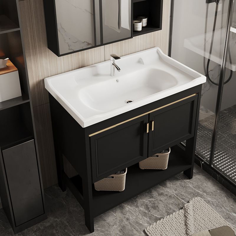 Taavita Single Bathroom Vanity, Black Rectangular Freestanding Sink Vanity