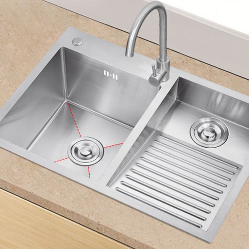 Taavita Stainless Steel Modern Kitchen Sink Double Sink Workstation with Accessories and Faucet