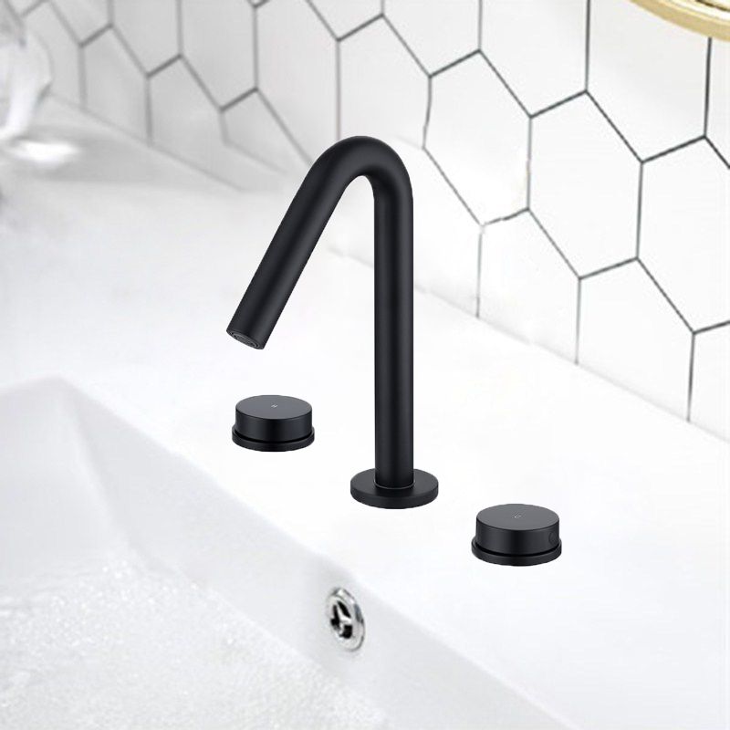 Taavita Chrome Gold Black Brass Widespread Bathroom Faucet 3 Hole Circular Vanity Faucet