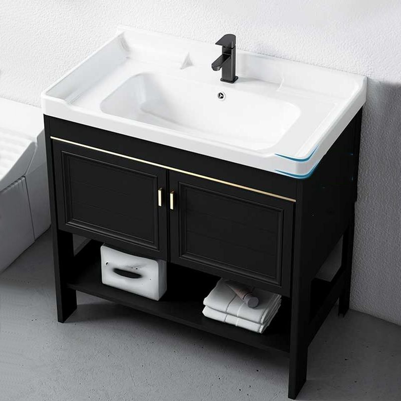 Taavita Single Bathroom Vanity, Black Rectangular Freestanding Sink Vanity