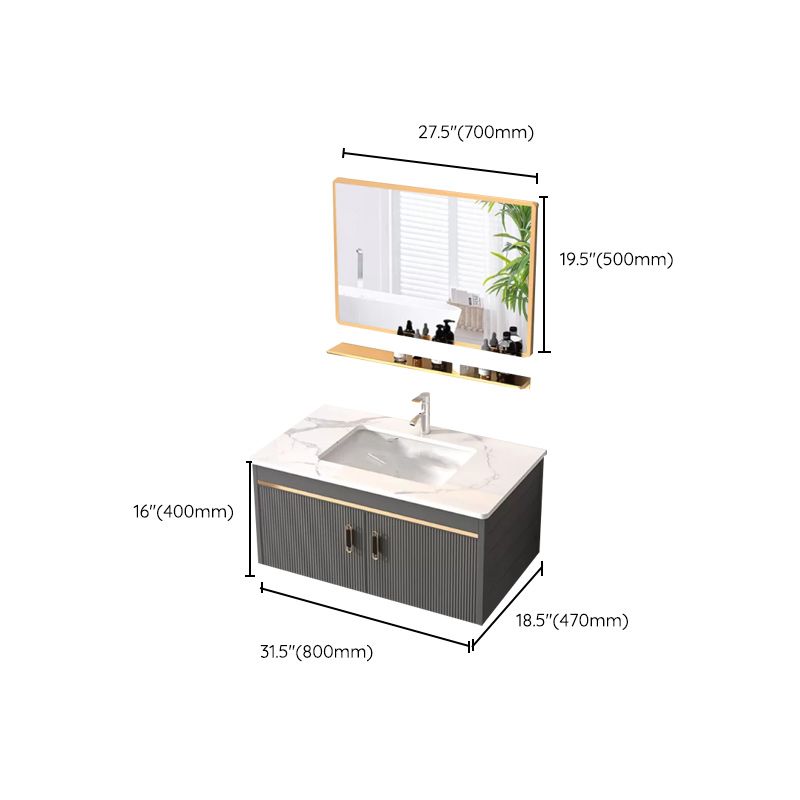 Wall Mount Glam Bathroom Sink Vanity with Faucet Included