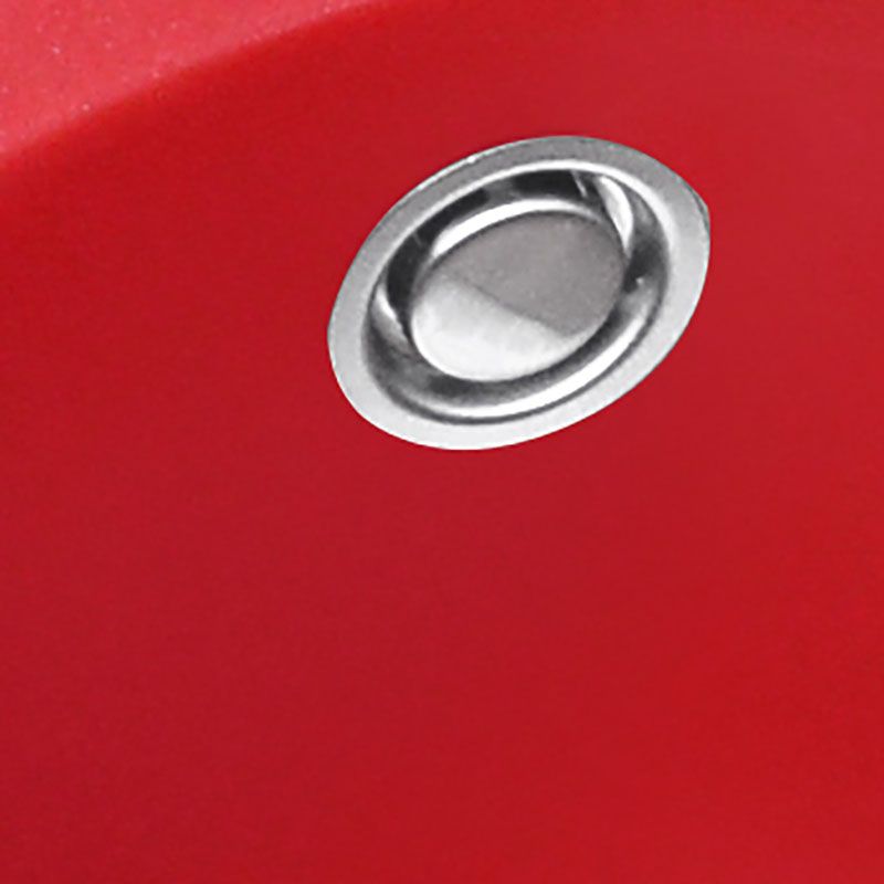 Taavita Red Round Quartz Kitchen Sink Single Bowl with Drain Assembly - Ideal for Bar / Prep Kitchens