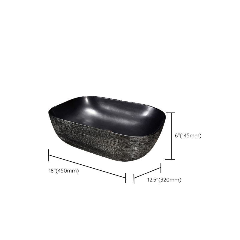 Modern Oval Black Ceramic Bathroom Sink with Taavita Faucet