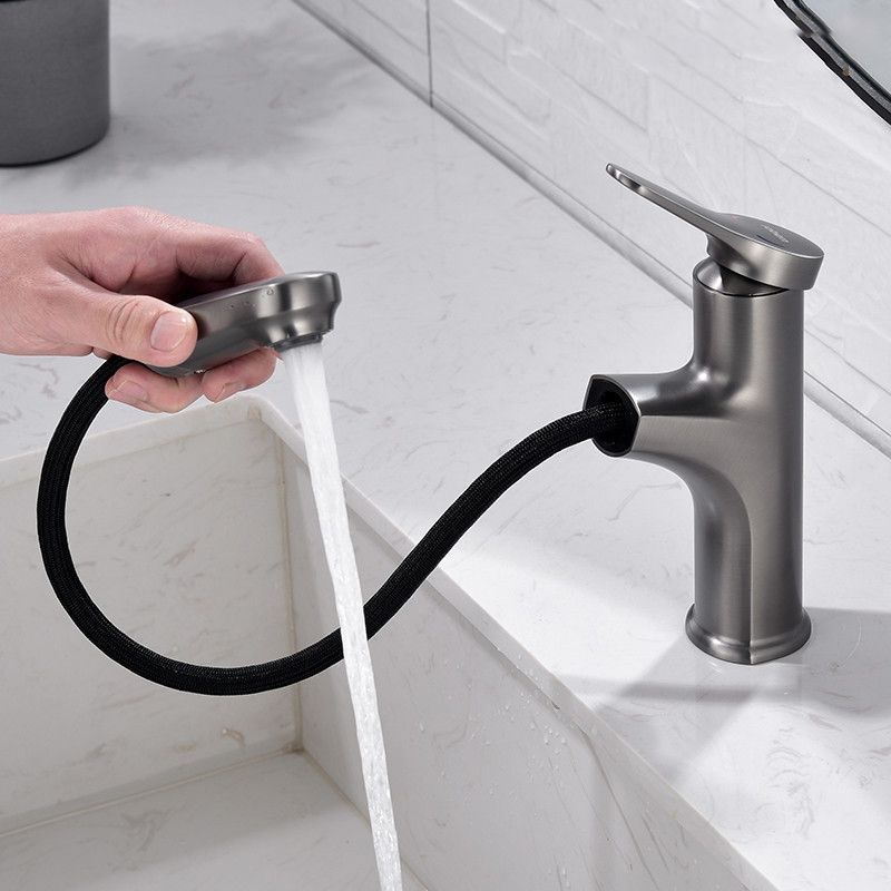 Modern Circular Pull-Out Basin Faucet - Single Hole Vanity Sink Faucet