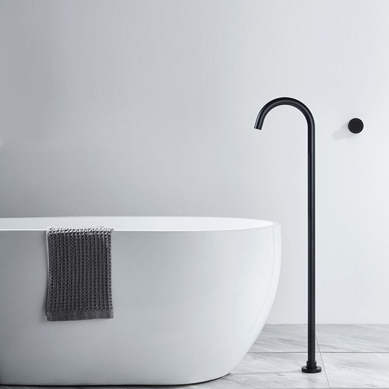 Modern Freestanding Tub Filler Brass 1-Handle Floor Mounted Freestanding Bathtub Faucet Clearhalo 'Bathroom Remodel & Bathroom Fixtures' 'Bathtub Faucets' 'bathtub_faucets' 'Home Improvement' 'home_improvement' 'home_improvement_bathtub_faucets' 1200x1200_7df72850-915f-400f-8011-02f7089f4237