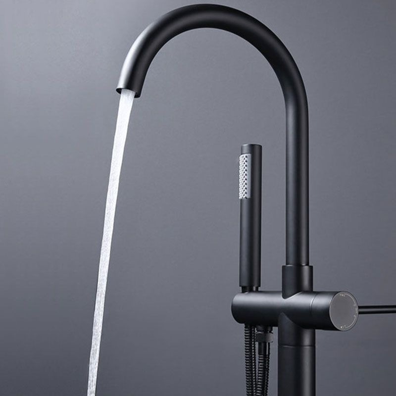 Brass Bathtub Filler with Water Inlet Pipe, Floor-Mounted Bathroom Faucet