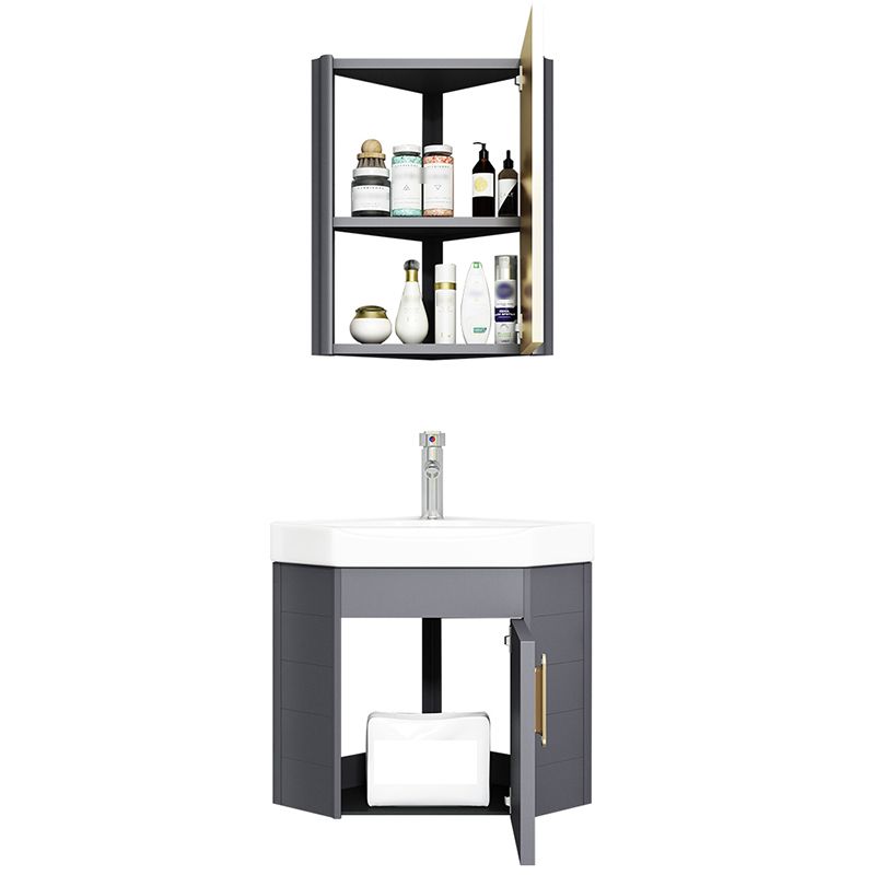 Taavita Wall-Mounted Bathroom Vanity Cabinet, Triangular Abstract Sink