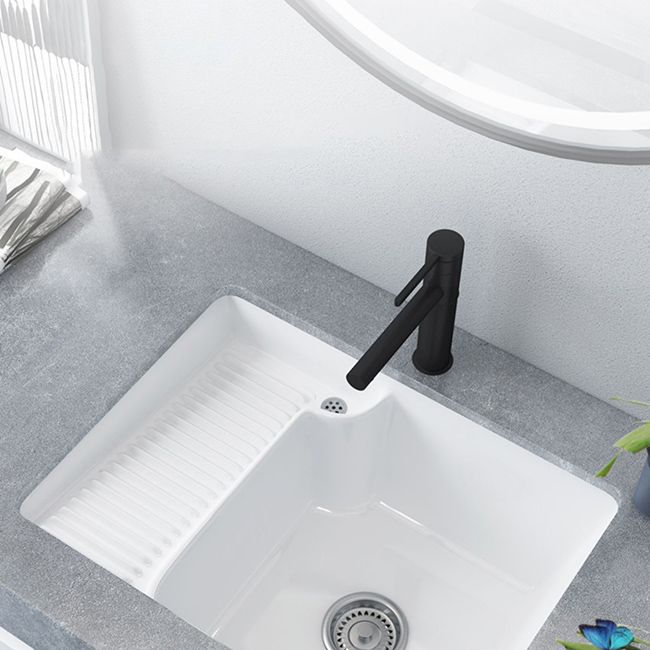 Taavita Porcelain Bathroom Sink Rectangular Basin with Faucet