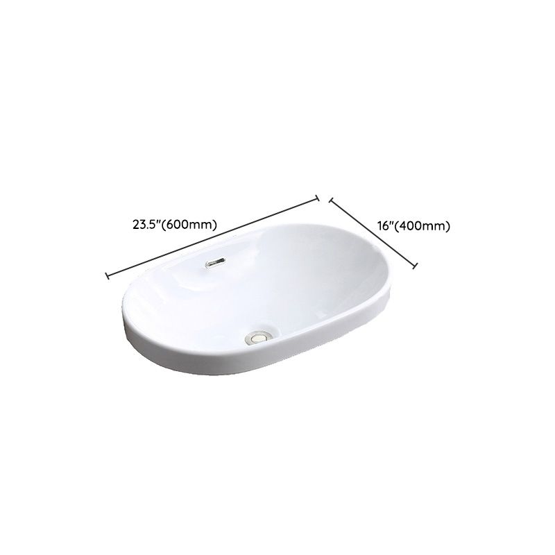 Traditional Drop-in Oval Bathroom Sink with Faucet Basin