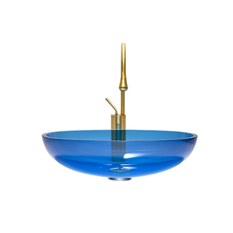 Modern Oval Glass Sink with Pop-Up Drain Feature