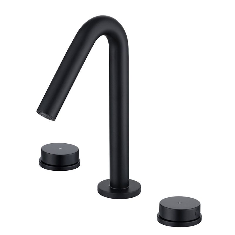 Taavita Chrome Gold Black Brass Widespread Bathroom Faucet 3 Hole Circular Vanity Faucet