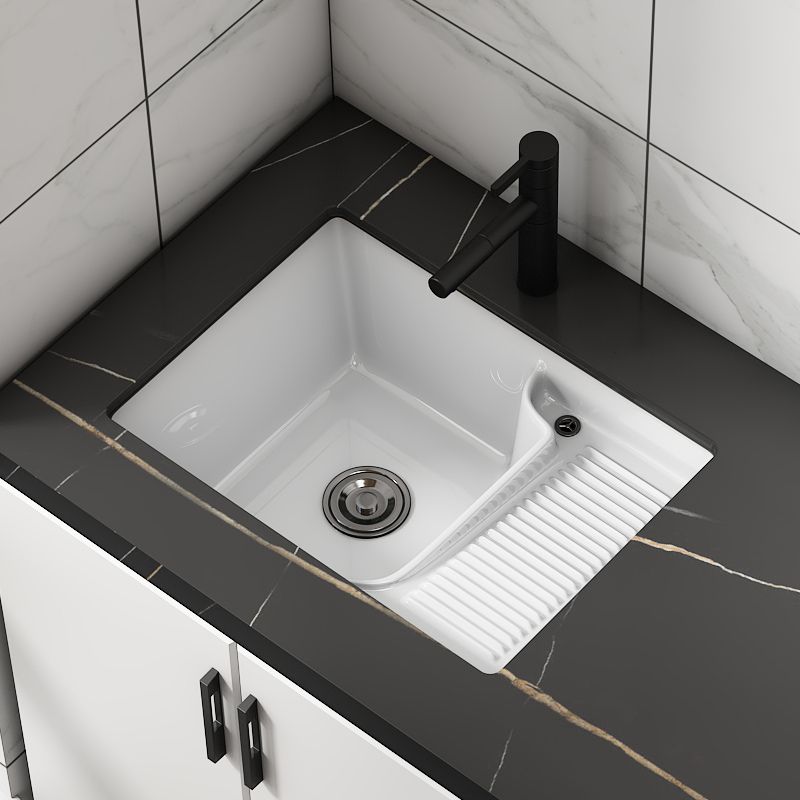 Taavita Porcelain Bathroom Sink Rectangular Basin with Faucet