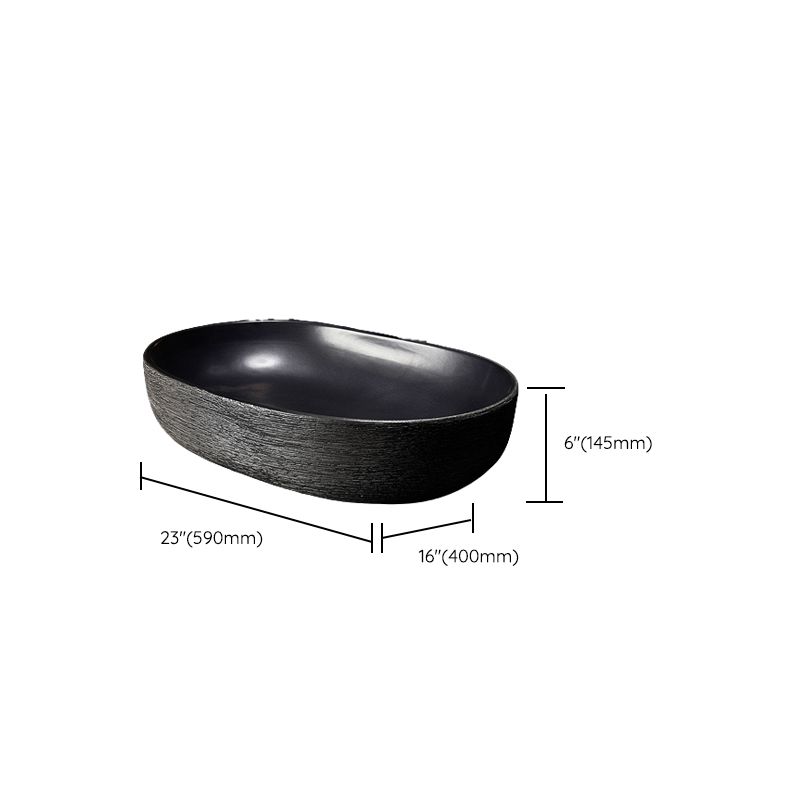 Modern Oval Black Ceramic Bathroom Sink with Taavita Faucet