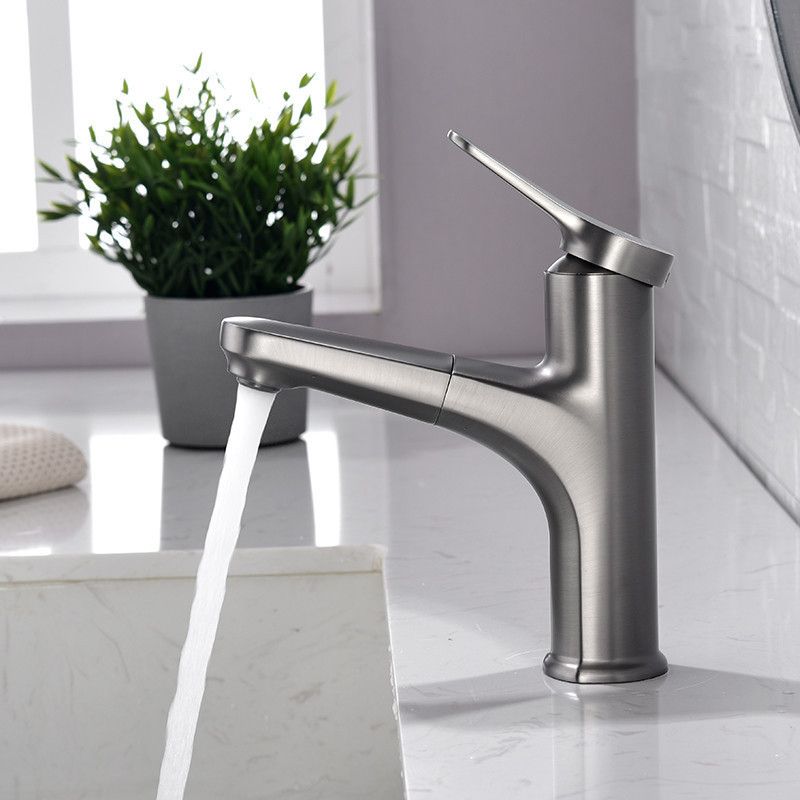 Modern Circular Pull-Out Basin Faucet - Single Hole Vanity Sink Faucet