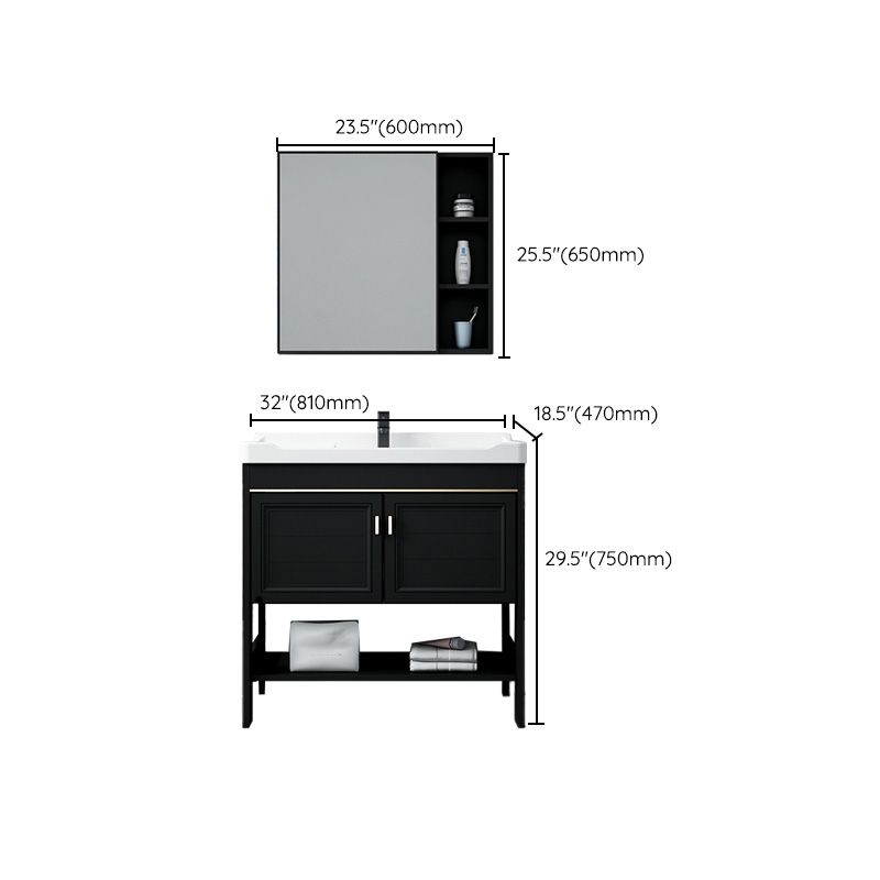 Taavita Single Bathroom Vanity, Black Rectangular Freestanding Sink Vanity