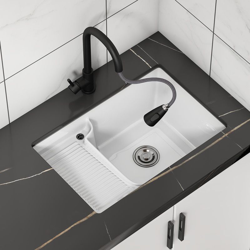 Taavita Porcelain Bathroom Sink Rectangular Basin with Faucet