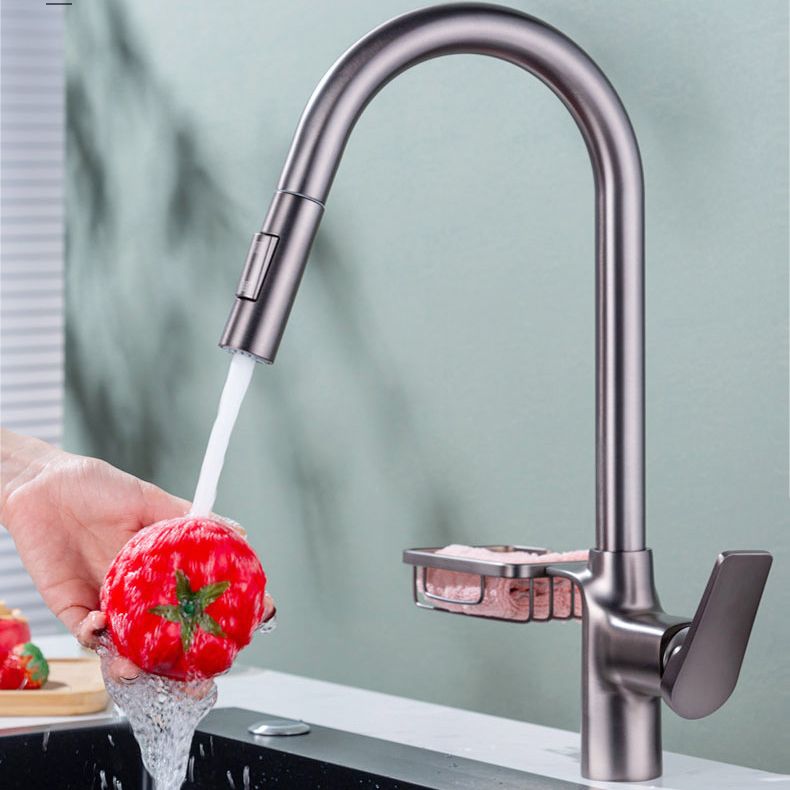 Taavita Gooseneck Kitchen Sink Faucet with Pull Down Sprayer and Swivel Spout