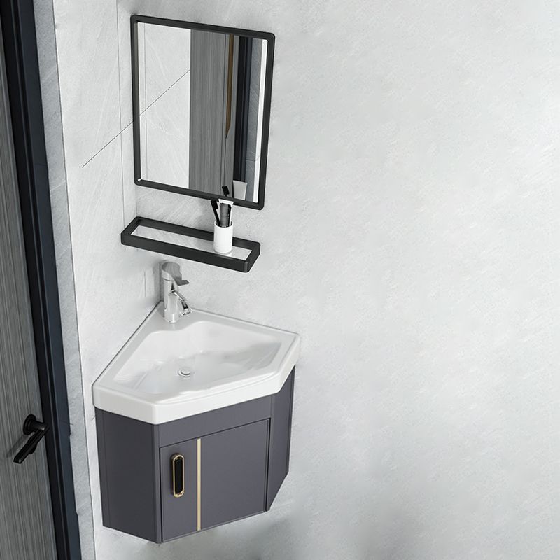 Taavita Wall-Mounted Bathroom Vanity Cabinet, Triangular Abstract Sink