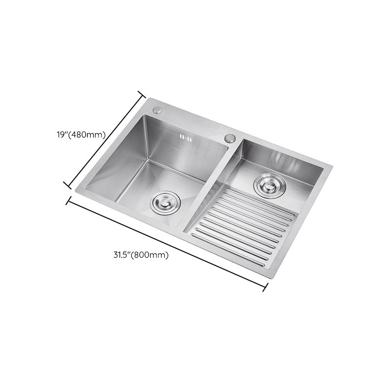 Taavita Stainless Steel Modern Kitchen Sink Double Sink Workstation with Accessories and Faucet