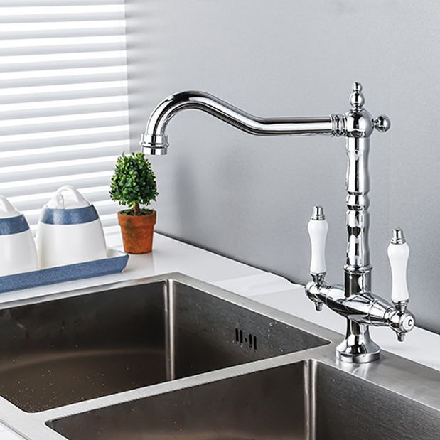 Taavita Bar Faucet for the Kitchen, Double Handle, High Arc, Without Sensor