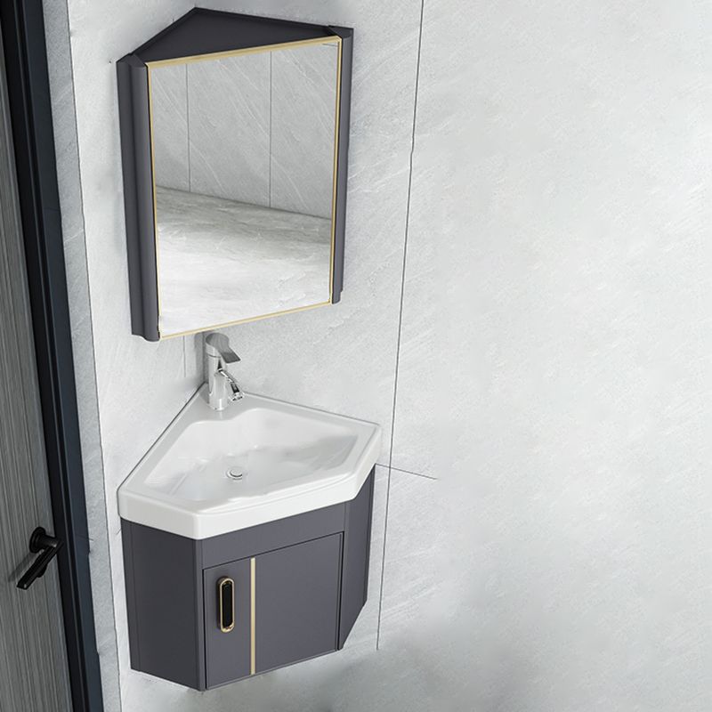 Taavita Wall-Mounted Bathroom Vanity Cabinet, Triangular Abstract Sink