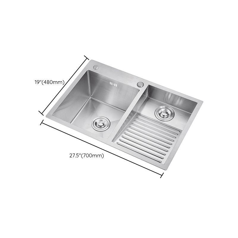 Taavita Stainless Steel Modern Kitchen Sink Double Sink Workstation with Accessories and Faucet