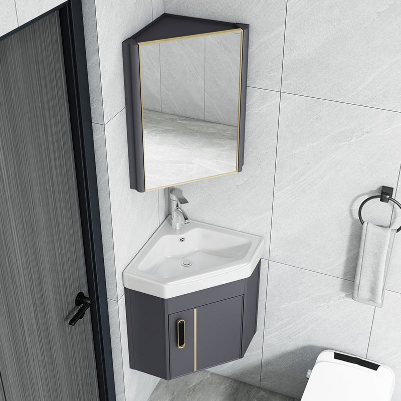 Taavita Wall-Mounted Bathroom Vanity Cabinet, Triangular Abstract Sink