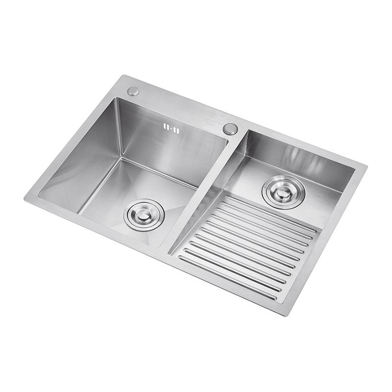 Taavita Stainless Steel Modern Kitchen Sink Double Sink Workstation with Accessories and Faucet