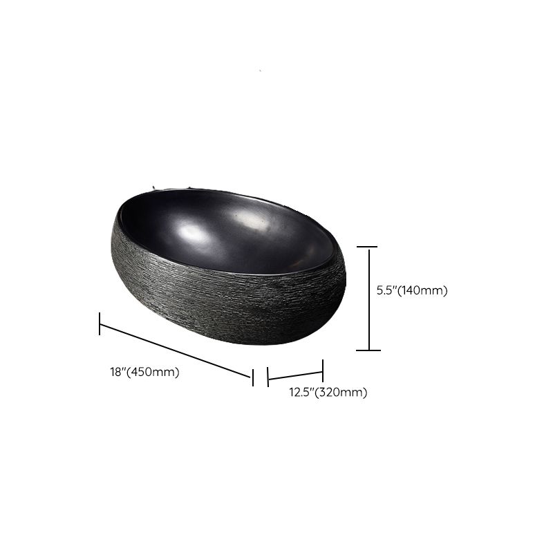 Modern Oval Black Ceramic Bathroom Sink with Taavita Faucet