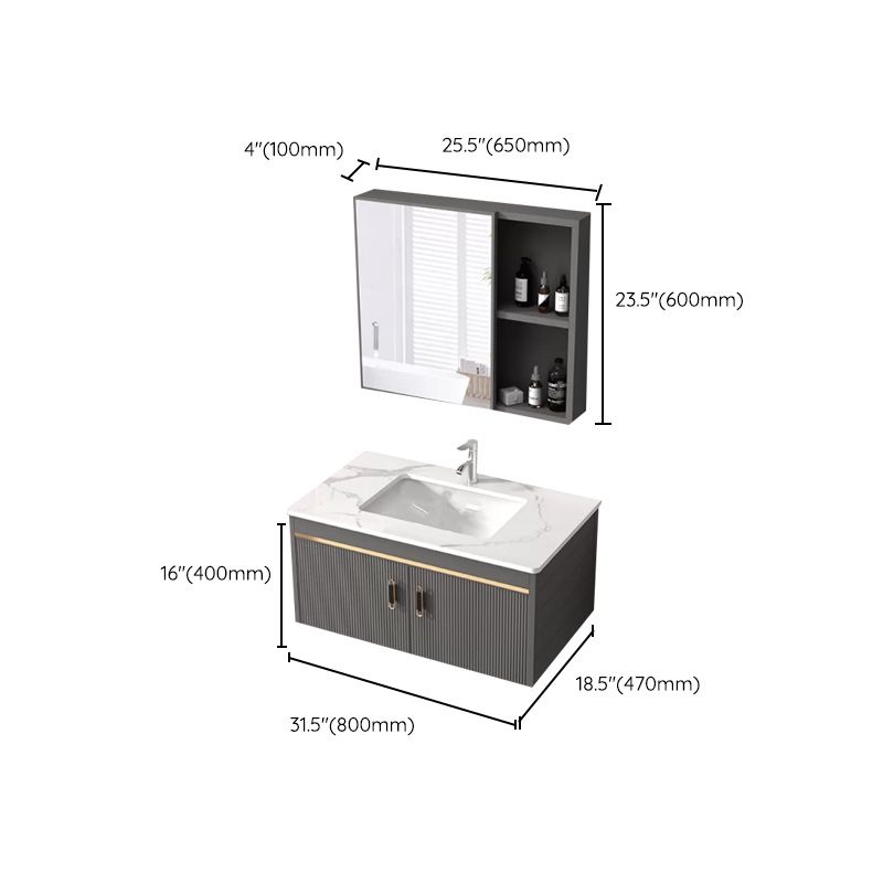 Wall Mount Glam Bathroom Sink Vanity with Faucet Included