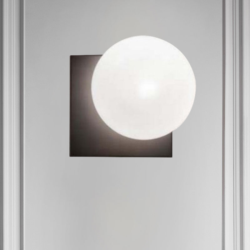 Taavita 1 Light Wall Lamp with Black Ball, White Glass Shade, Wall-Mounted Light