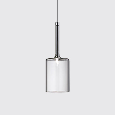 Nickle Cylindrical/Drum/Long Column Suspension Pendant Modernist 1 Light Grey/Red/Orange Glass Led Hanging Light Fixture Grey Drum Clearhalo 'Ceiling Lights' 'Glass shade' 'Glass' 'Modern Pendants' 'Modern' 'Pendant Lights' 'Pendants' Lighting' 121880