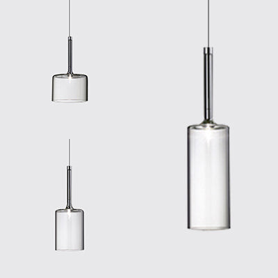 Taavita Modernist 1 Light Grey/Red/Orange Glass LED Hanging Fixture - Cylindrical/Drum/Long Column Suspension Pendant