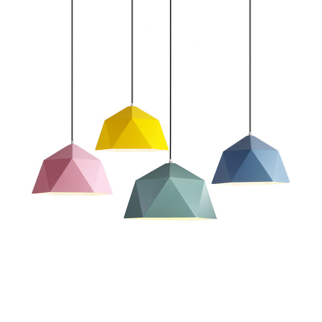 Lightweight Polyhedral Bowl Pendant Light for Fabric Store - Modern Design, Mini with Shade, 110V-120V/220V-240V, E26/E27 Bulb, Pink Yellow Blue Green, Bulb Not Included.