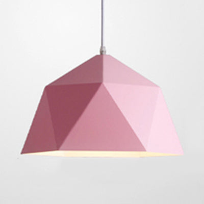 Macaron Style Pendant Light Polyhedral Bowl One Head Metallic Hanging Lamp for Cloth Shop Clearhalo 'Ceiling Lights' 'Modern Pendants' 'Modern' 'Pendant Lights' 'Pendants' Lighting' 125994