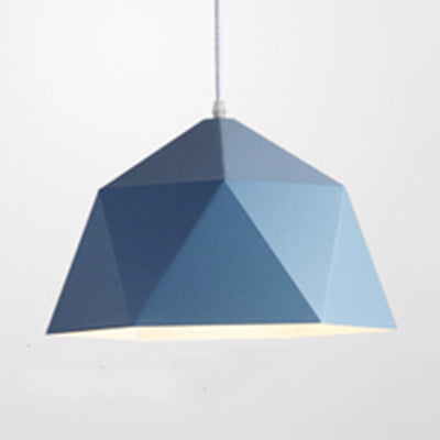 Macaron Style Pendant Light Polyhedral Bowl One Head Metallic Hanging Lamp for Cloth Shop Green Clearhalo 'Ceiling Lights' 'Modern Pendants' 'Modern' 'Pendant Lights' 'Pendants' Lighting' 125991