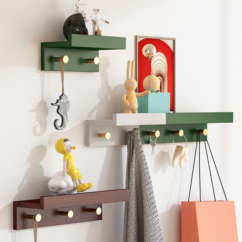 Taavita Wall Storage Shelf with Gold Hooks - Multi-Functional Storage Solution for Home