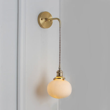 Porcelain Wall Light with Brass Lamp Socket Dining Room Foyer 5/6/8.5 Inch Wide 1 Light Modern Wall Lamp in White Brass 8.5" B Clearhalo 'Cast Iron' 'Glass' 'Industrial' 'Modern wall lights' 'Modern' 'Tiffany' 'Traditional wall lights' 'Wall Lamps & Sconces' 'Wall Lights' Lighting' 131454