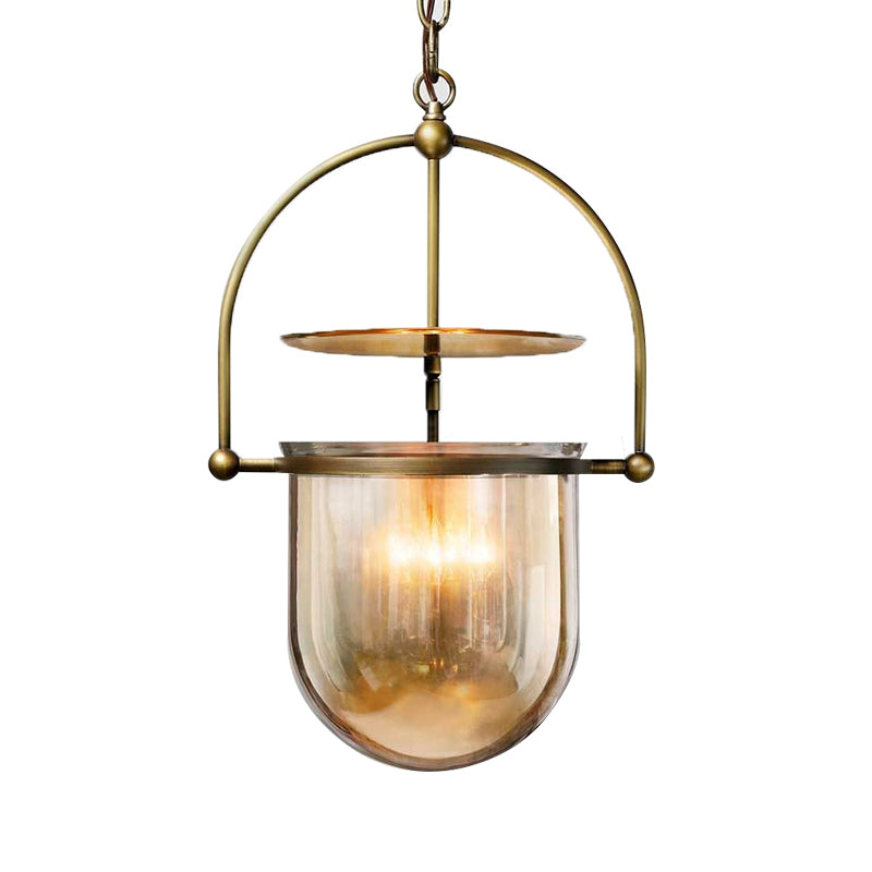 Dome Glass Shade Pendant Light Modern Metal 1 Lights Black/Brass Ceiling Hang Lamp Clearhalo 'Ceiling Lights' 'Close To Ceiling Lights' 'Glass shade' 'Glass' 'Modern Pendants' 'Modern' 'Pendant Lights' 'Pendants' Lighting' 135160