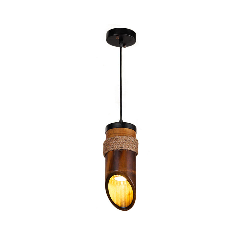 Taavita Tubed Hanging Light with Rope - Height Adjustable 1 Bulb Ceiling Pendant Lamp